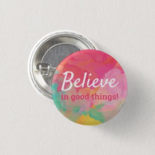 良信じい事で前向き引用文の水色 缶バッジ (正面&裏面)