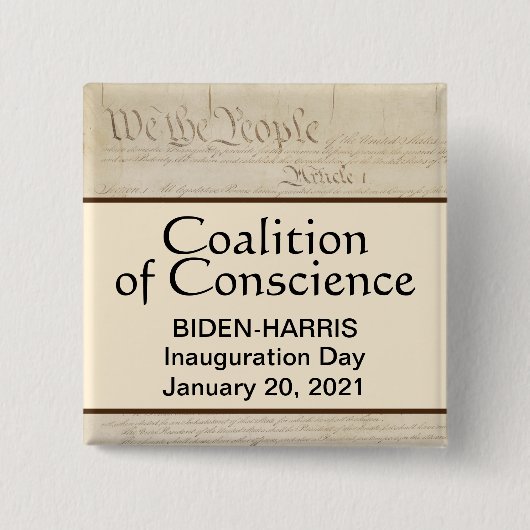 良心の連立我々の民カマラ 缶バッジ (正面)