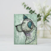 良犬が御馳走はがきを聞く ポストカード (スタンド正面)