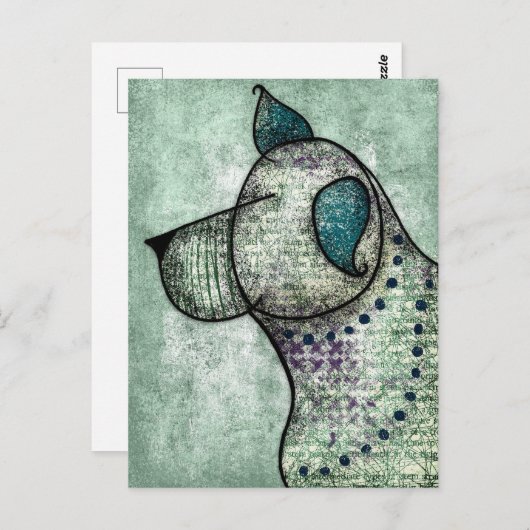 良犬が御馳走はがきを聞く ポストカード (正面/裏面)