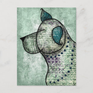 良犬が御馳走はがきを聞く ポストカード