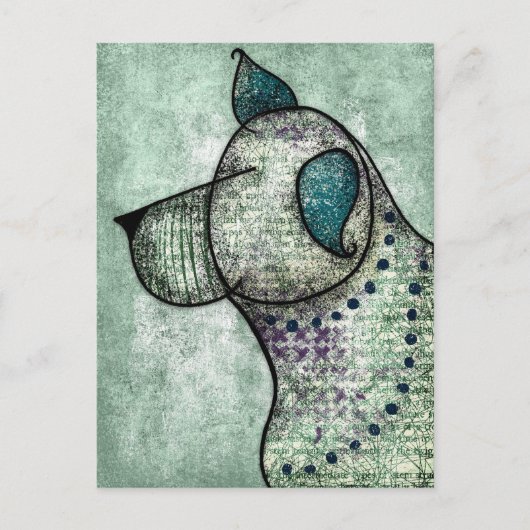 良犬が御馳走はがきを聞く ポストカード (正面)