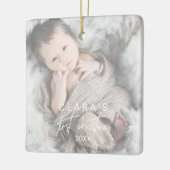 色あせお洒落フォト初めてのクリスマススクエア セラミックオーナメント (左)