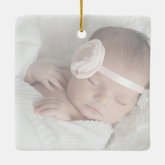 色あせお洒落フォト初めてのクリスマススクエア セラミックオーナメント (裏面)