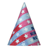 色あせたアメリカ国旗の星と愛国ストライプ的 パーティーハット (左)