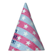 色あせたアメリカ国旗の星と愛国ストライプ的 パーティーハット (右)