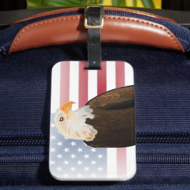 色あせたアメリカ国旗を持つワシ ラゲッジタグ