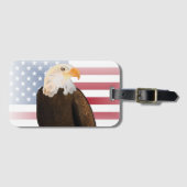 色あせたアメリカ国旗を持つワシ ラゲッジタグ (正面横)