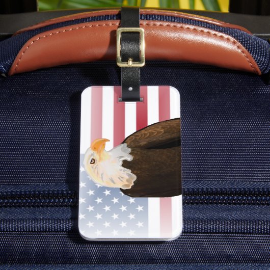 色あせたアメリカ国旗を持つワシ ラゲッジタグ (正面インサイチュ2)