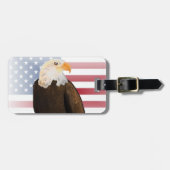 色あせたアメリカ国旗を持つワシ ラゲッジタグ (正面横)