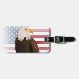色あせたアメリカ国旗を持つワシ ラゲッジタグ