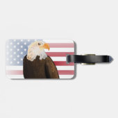 色あせたアメリカ国旗を持つワシ ラゲッジタグ (裏面横)
