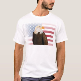色あせたアメリカ国旗を持つワシ Tシャツ