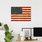 色あせたアメリカ国旗 ポスター (ホームオフィス)