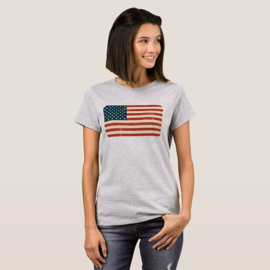 色あせたアメリカ国旗 Tシャツ (正面フル)