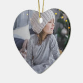 色あせたスノーフレーク写真ブルークリスマス セラミックオーナメント (左)