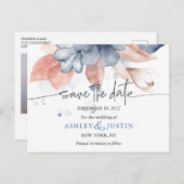 色あせたデニムと赤面スタイリッシュ日付ポストカードの保存 案内ポストカード (正面/裏面)