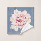 色あせたデニムブルーと水彩サボテン バスタオルセット (ウォッシュタオル)