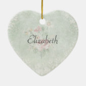 色あせたバラみすぼらしいヴィンテージデザイン名 セラミックオーナメント (裏面)