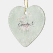 色あせたバラみすぼらしいヴィンテージデザイン名 セラミックオーナメント (左)