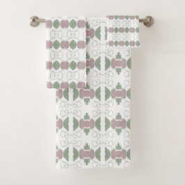 色あせたバラフローラと緑のタオル バスタオルセット