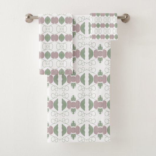 色あせたバラフローラと緑のタオル バスタオルセット (インサイチュ)