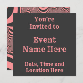 色あせたピンクのゼブラストライプ 招待状