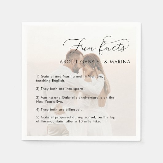 色あせたフォトスクリプトおもしろいファクト結婚ズnewlyweds スタンダードカクテルナプキン (正面)