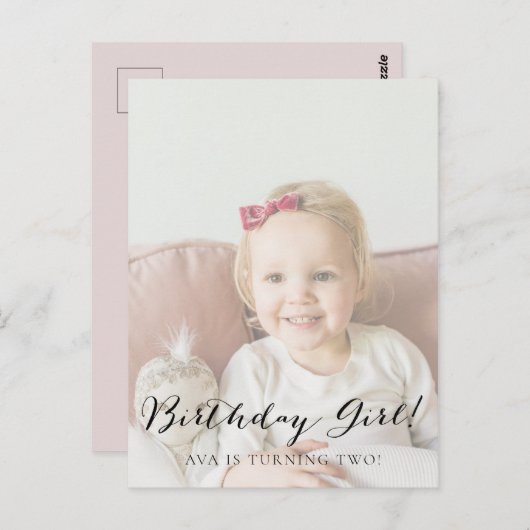 色あせたフォトチャイルドの誕生日招待状ポストカード ポストカード (正面/裏面)