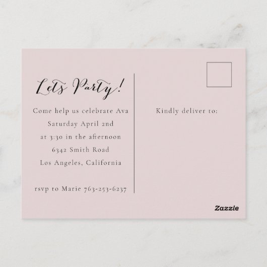 色あせたフォトチャイルドの誕生日招待状ポストカード ポストカード (裏面)