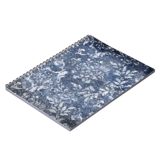 色あせたフローラデニム:グランギーのテクスチャ付き背景 ノートブック (左側)