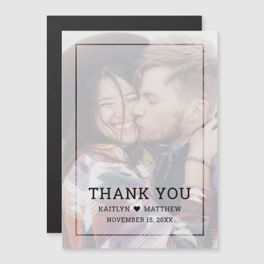 色あせたモダン写真の黒いスクリプ結婚トのありがとう (正面/裏面)