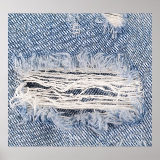 色あせたリッピングされたジーンズのテクスチャ ポスター (正面)