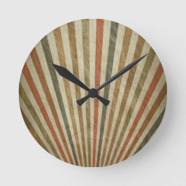 色あせたレトロ色ストライプからし黄色アボカドG ラウンド壁時計