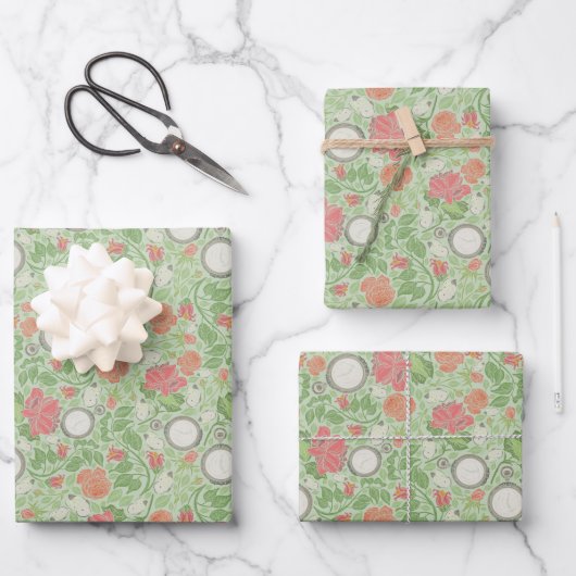 色あせたヴィンテージスチームパンククロックワークポケットウォッチ ラッピングペーパーシート (正面)