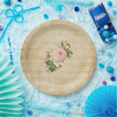 色あせたヴィンテージバラ音符紙プレート ペーパープレート (パーティー)