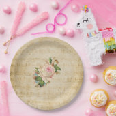 色あせたヴィンテージバラ音符紙プレート ペーパープレート (パーティー)