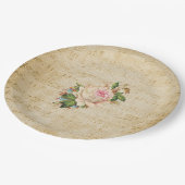 色あせたヴィンテージバラ音符紙プレート ペーパープレート (アングル)
