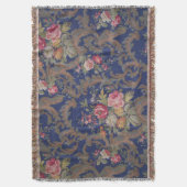 色あせたヴィンテージビクトリアンスタイルフローラ スローブランケット (正面縦)