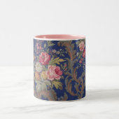 色あせたヴィンテージビクトリアンスタイルフローラ ツートーンマグカップ (中央)