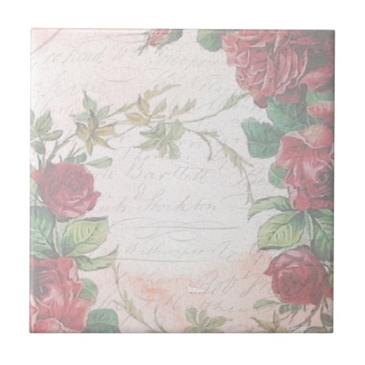 色あせたヴィンテージフローラレター タイル (正面)