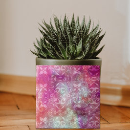 色あせたヴィンテージホワイトダマスクのピンクの水色 タイル