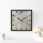 色あせたヴィンテージ紙パリジャン広告コラージュ スクエア壁時計 (ホーム)