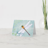 色あせたヴィンテージ背景上のフローラトンボ サンキューカード (正面)