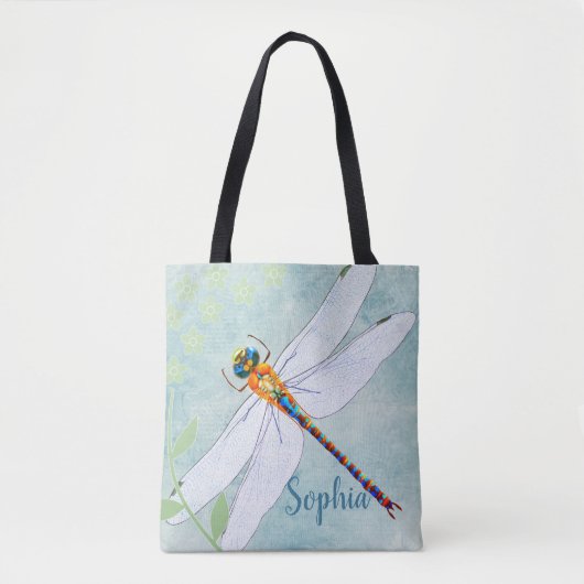 色あせたヴィンテージ背景上のフローラトンボ トートバッグ (正面)