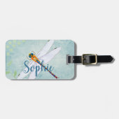 色あせたヴィンテージ背景上のフローラトンボ ラゲッジタグ (正面横)