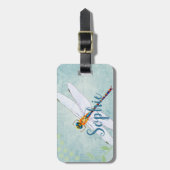 色あせたヴィンテージ背景上のフローラトンボ ラゲッジタグ (正面縦)