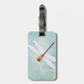 色あせたヴィンテージ背景上のフローラトンボ ラゲッジタグ (裏面縦)