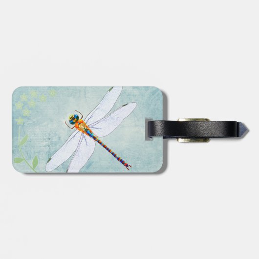 色あせたヴィンテージ背景上のフローラトンボ ラゲッジタグ (裏面横)