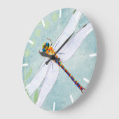 色あせたヴィンテージ背景上のフローラトンボ ラージ壁時計 (傾斜)